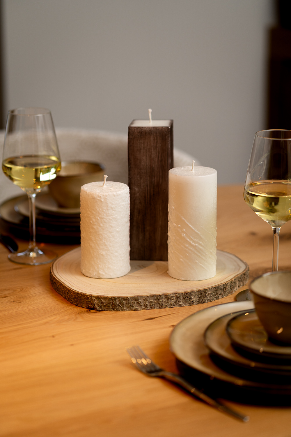 Polar- vierkante kaars in bruin houtlook (90 branduren) - Afbeelding 3