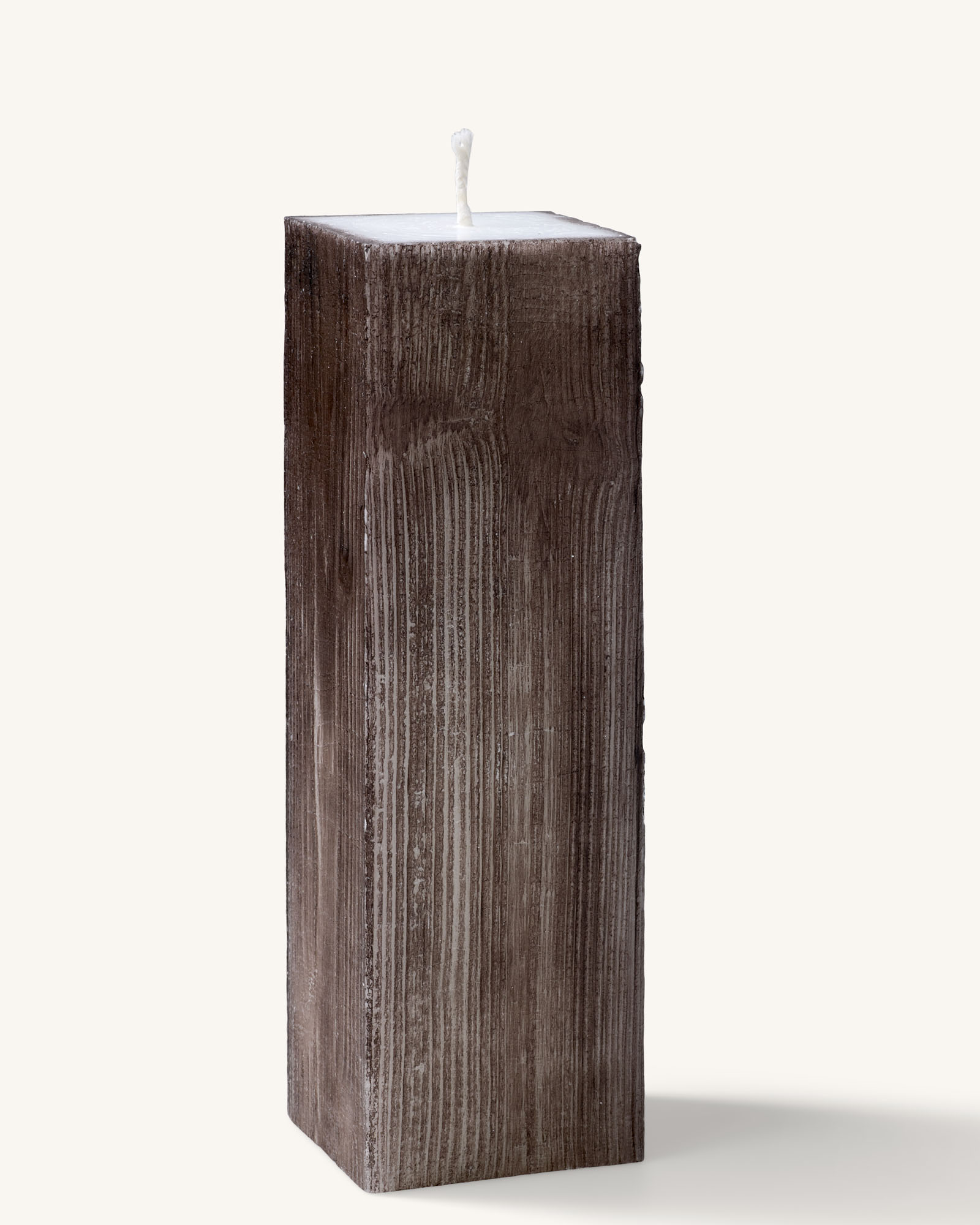 Polar- vierkante kaars in bruin houtlook (90 branduren)