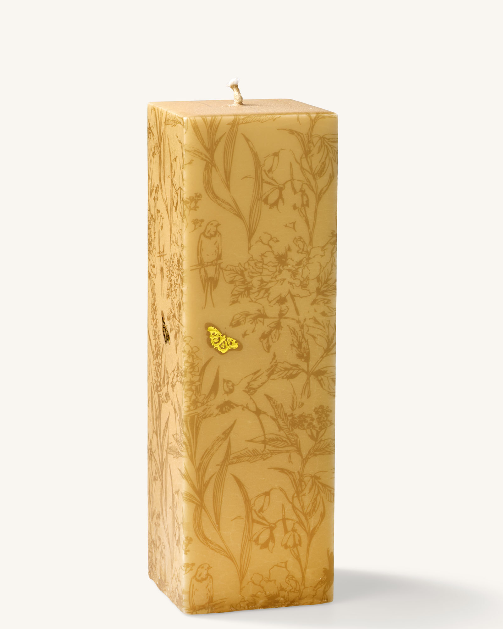 Polar- vierkante kaars beige met prachtige print (90 branduren)