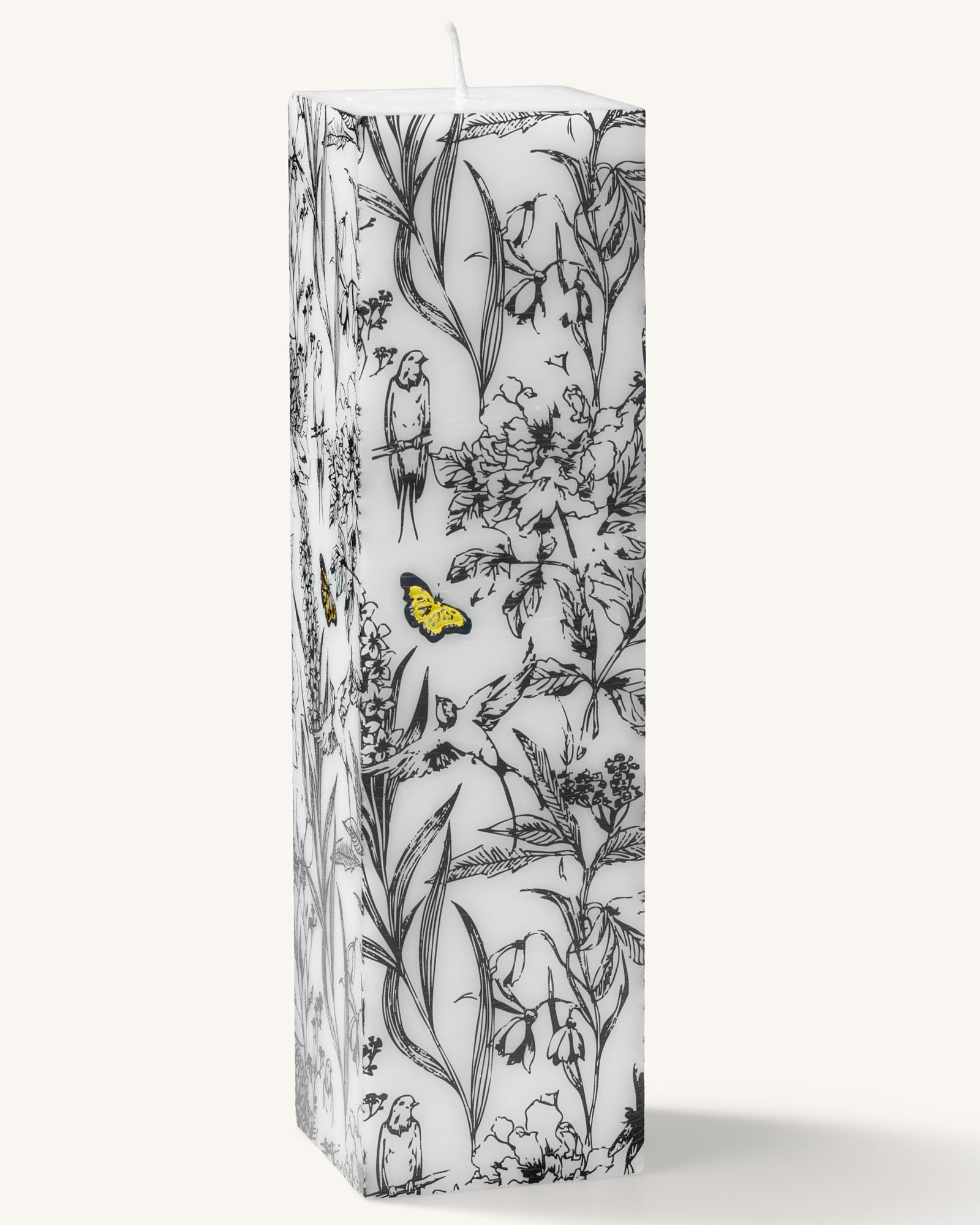 Polar- vierkante kaars wit met prachtige zwarte print (120 branduren)