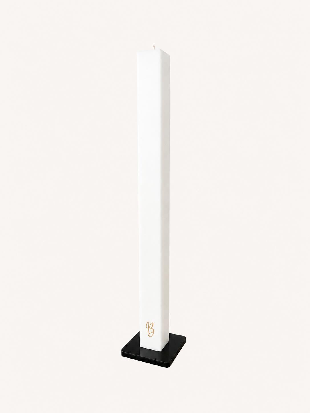 Polar vierkante witte kaars 45 cm (60 branduren) inclusief kaarsenhouder